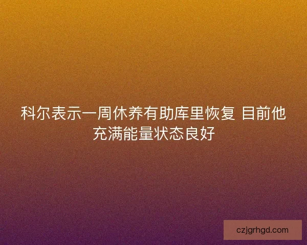 科尔表示一周休养有助库里恢复 目前他充满能量状态良好