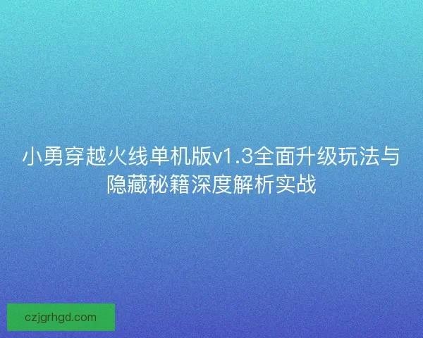 小勇穿越火线单机版v1.3全面升级玩法与隐藏秘籍深度解析实战 小勇穿越火线单机版v1.3全面升级玩法与隐藏秘籍深度解析实战