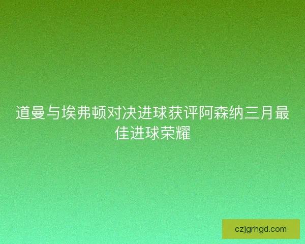 道曼与埃弗顿对决进球获评阿森纳三月最佳进球荣耀