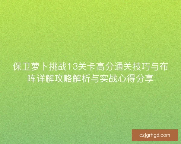 保卫萝卜挑战13关卡高分通关技巧与布阵详解攻略解析与实战心得分享