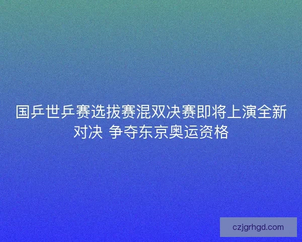 国乒世乒赛选拔赛混双决赛即将上演全新对决 争夺东京奥运资格